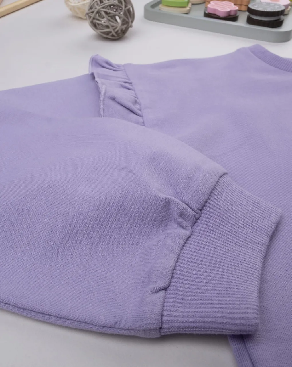 Prenatal Felpe E Maglioni-Felpa Bimba Lilla "Margherite” Organic Cotton