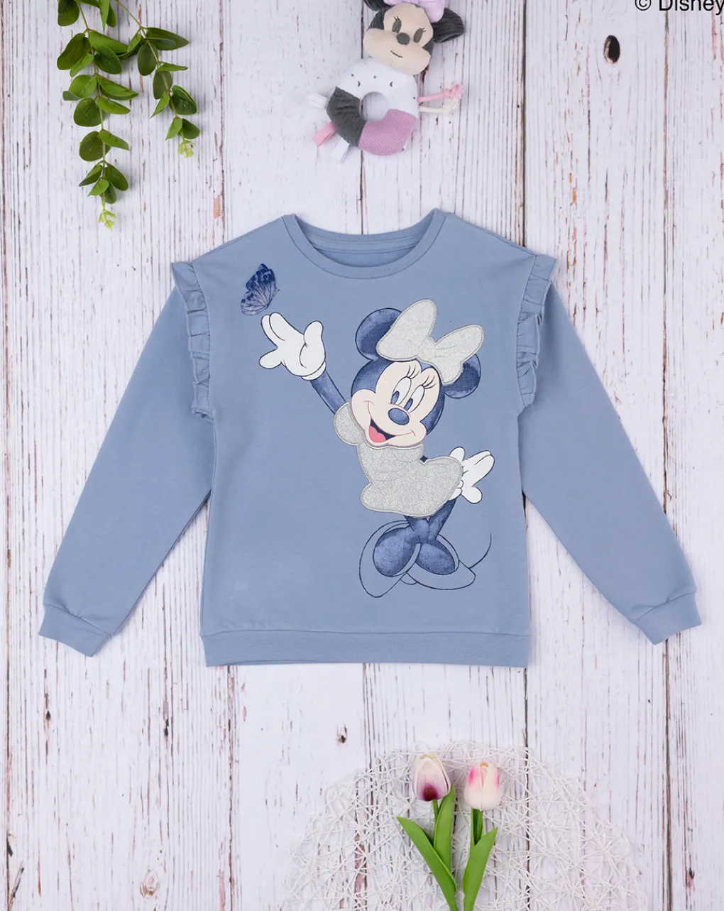 Prenatal Felpe E Maglioni-Felpa Bimba "Minnie” Azzurra Organic Cotton