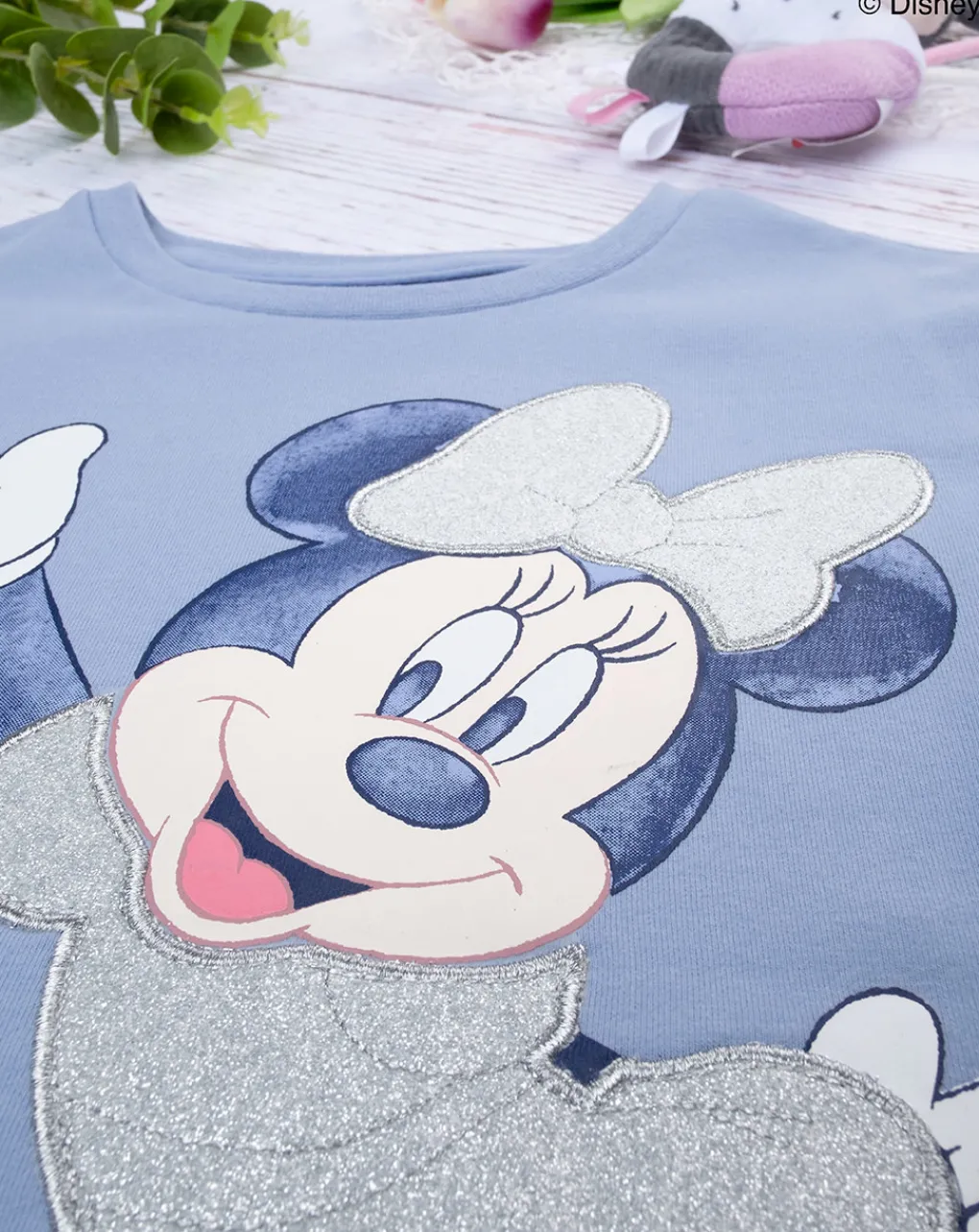 Prenatal Felpe E Maglioni-Felpa Bimba "Minnie” Azzurra Organic Cotton