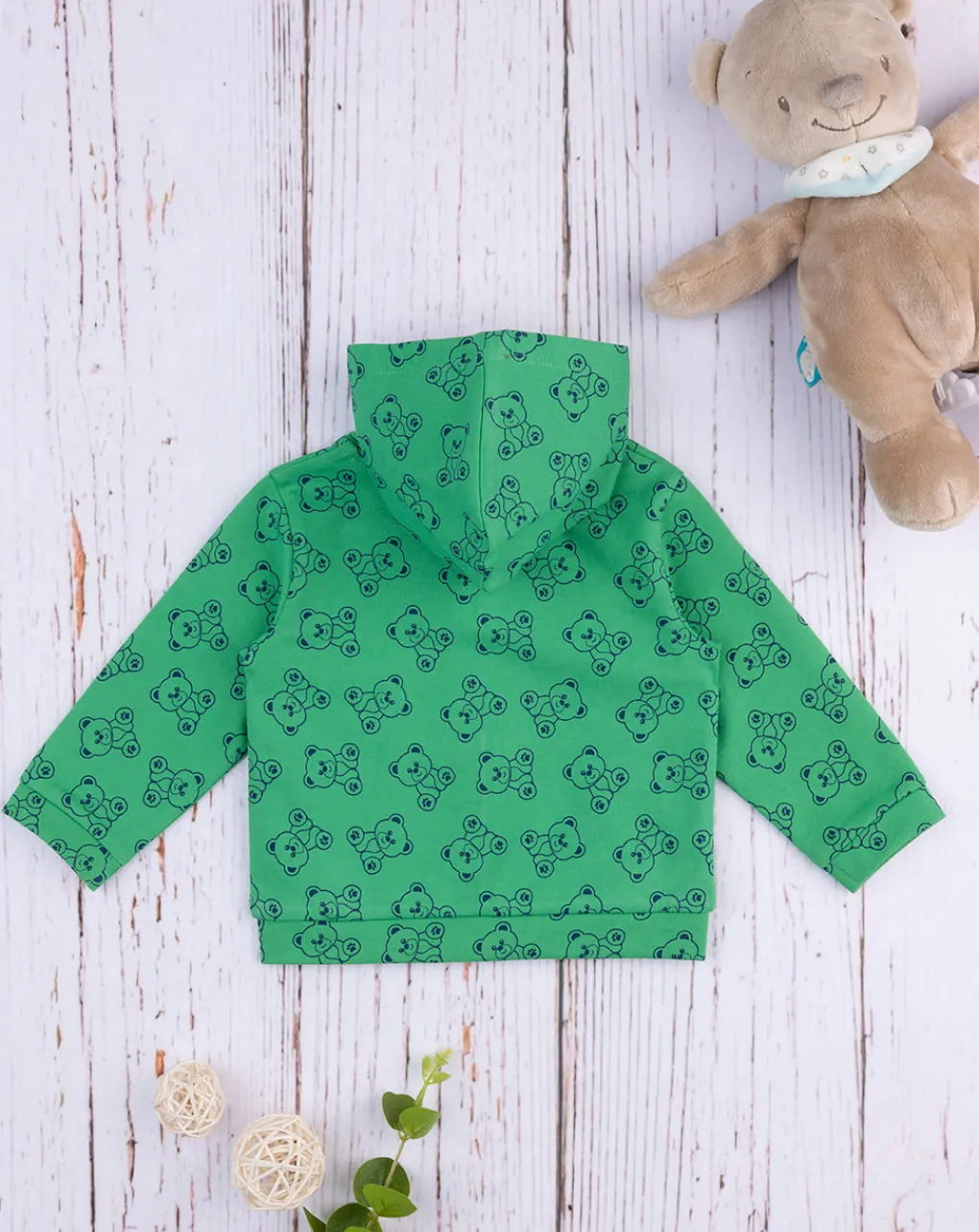Prenatal Cardigan-Felpa Bimbo Verde "Teddy”