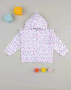 Prenatal Cardigan-Felpa Con Cappuccio Bimba "Fiorellini”