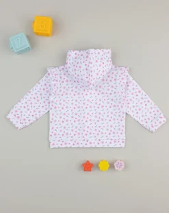 Prenatal Cardigan-Felpa Con Cappuccio Bimba "Fiorellini”
