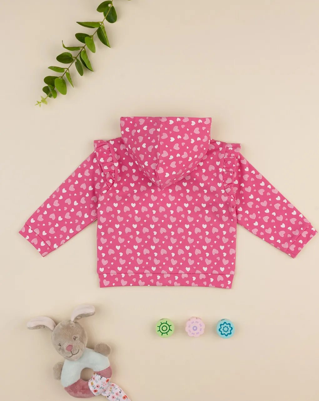 Prenatal Cardigan-Felpa Con Cappuccio Bimba "Cuori”