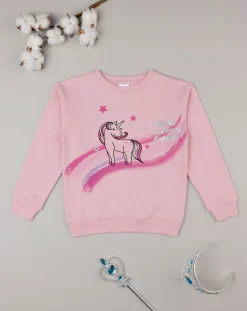 Prenatal Felpe E Maglioni-Felpa Rosa Bambina Stampa Unicorno
