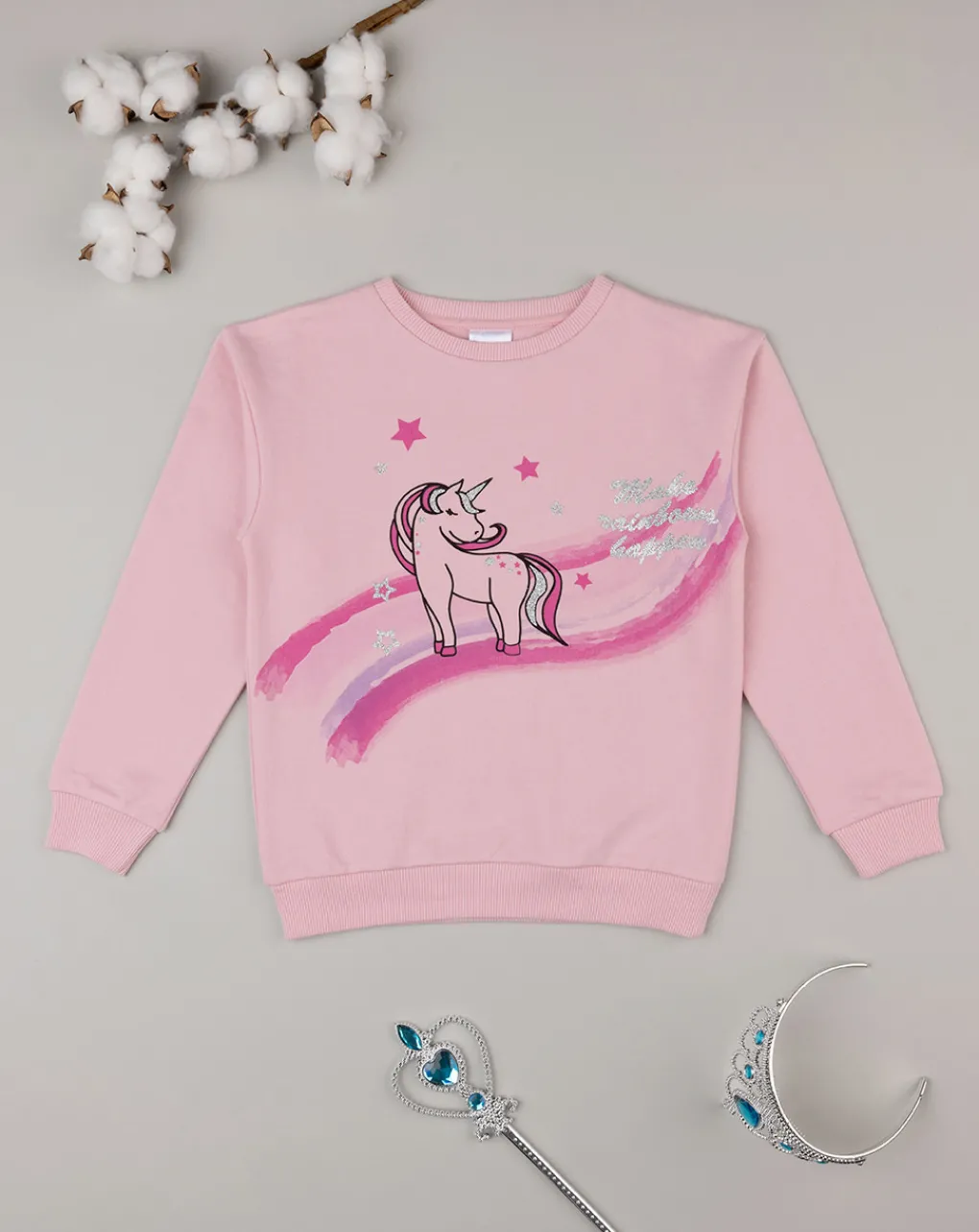 Prenatal Felpe E Maglioni-Felpa Rosa Bambina Stampa Unicorno