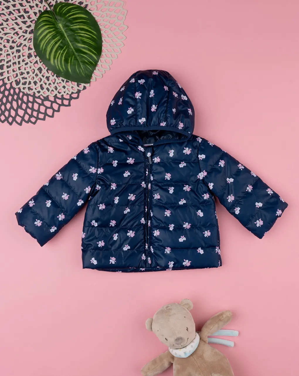 Prenatal Giubbini E Piumini-Giacca Leggera Bimba Blu "Fiori”