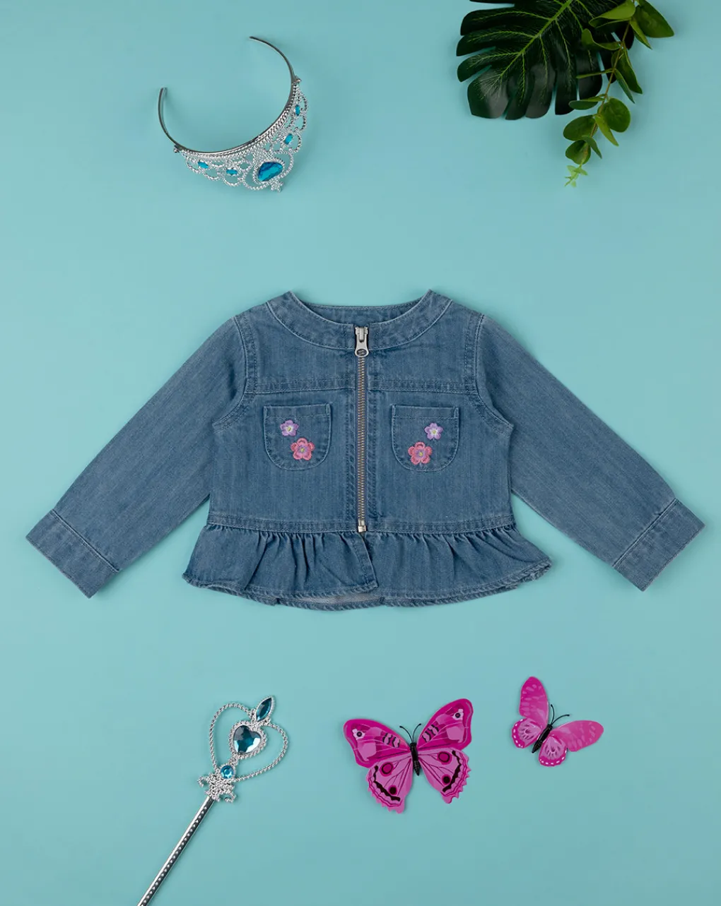 Prenatal Giubbini E Piumini-Giubbino Bimba Denim Con Ricamo