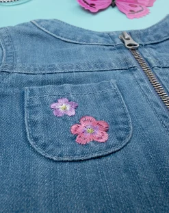 Prenatal Giubbini E Piumini-Giubbino Bimba Denim Con Ricamo