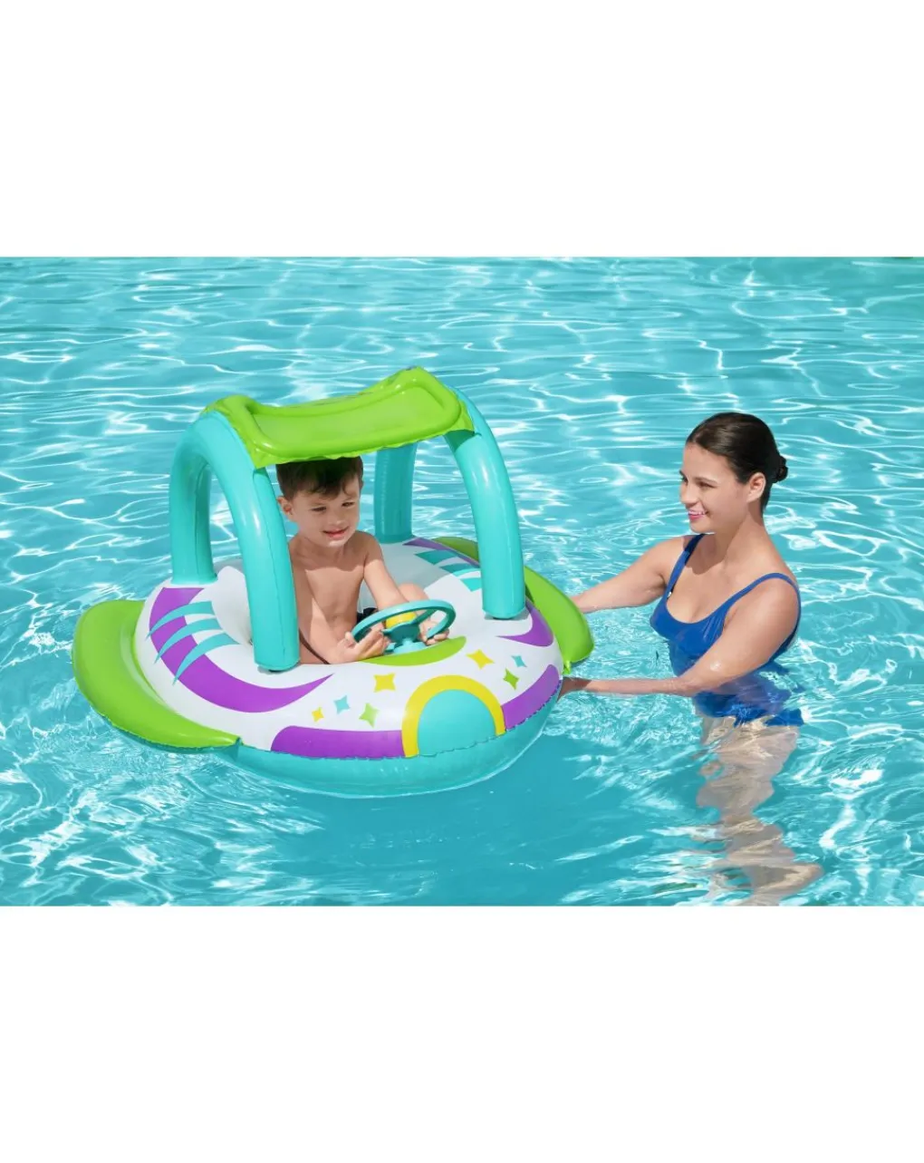 Bestway Secchielli E Giochi Mare-Gonfiabile Navicella Space Con Copertura 107X112 Cm -