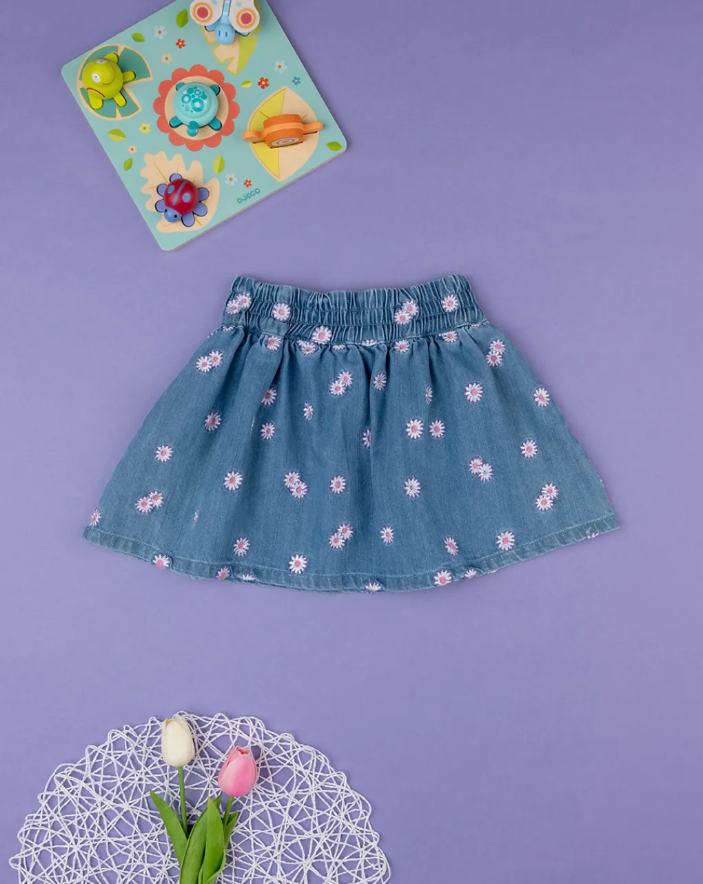 Prenatal Leggings E Gonne-Gonna Denim Bimba "Margherite”