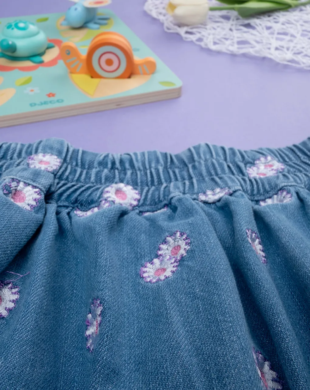 Prenatal Leggings E Gonne-Gonna Denim Bimba "Margherite”