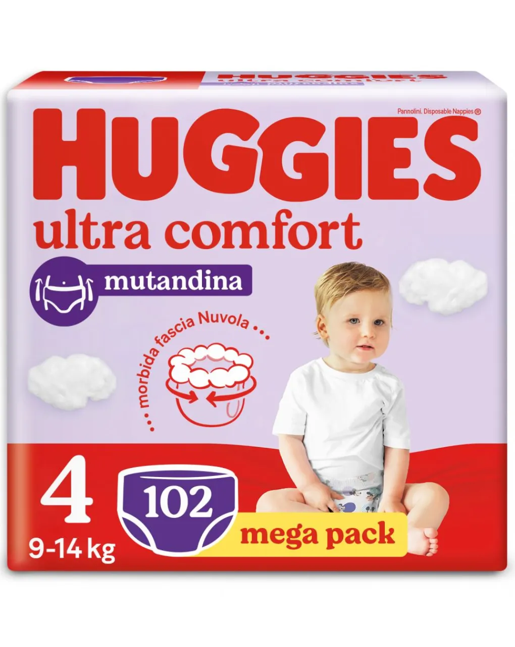 Huggies Taglia 4-Pannolini Ultra Comfort Mutandina Megapack Tg.4 (9-14 Kg)102 Pannolini