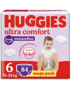 Huggies Taglia 6-Pannolini Ultra Comfort Mutandina Megapack Tg.6 (15-25 Kg)84 Pannolini