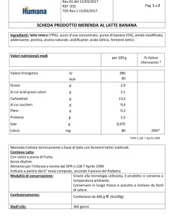 Plasmon Merende Al Latte E Yogurt-Humana Merenda Latte Banana 4X100Gr