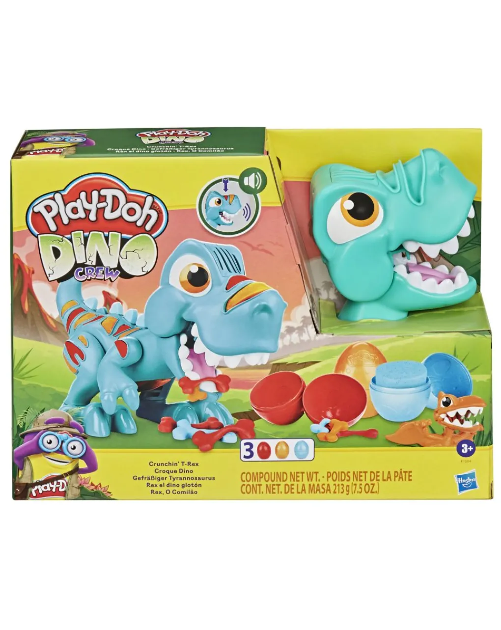 Play-Doh Giochi Interattivi E Prescolari-Il T-Rex Mangione: Dinosauro Con Suoni E 3 Uova 3+ Anni - Hasbro Dino-Crew