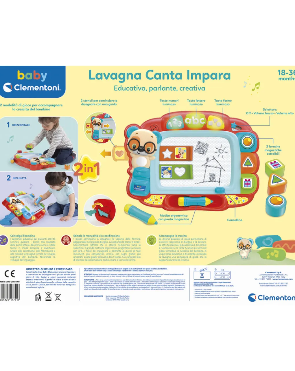 Baby Clementoni Giochi Primi Mesi-Lavagna Canta E Impara -
