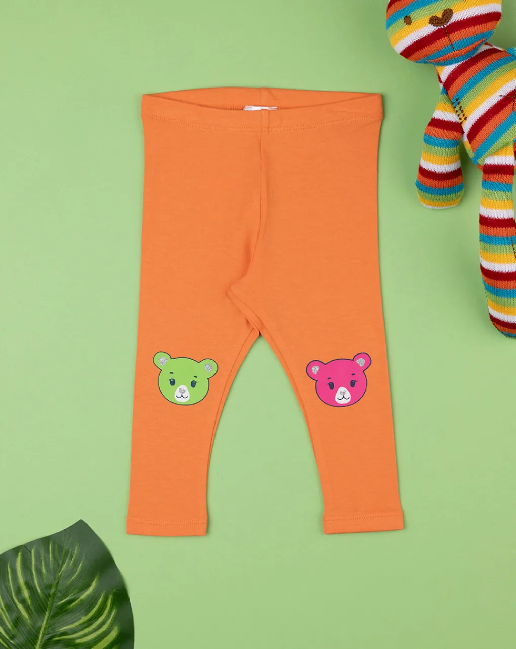 Prenatal Leggings E Gonne-Leggings Bimba Arancioni Con Patch Orsetti
