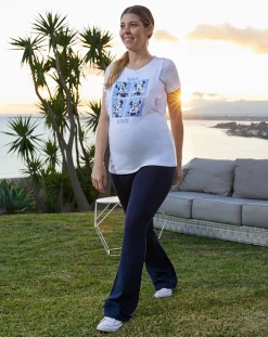 Prenatal Pantaloni Gonne E Leggings-Leggings Blu Premaman A Zampa In Punto Milano