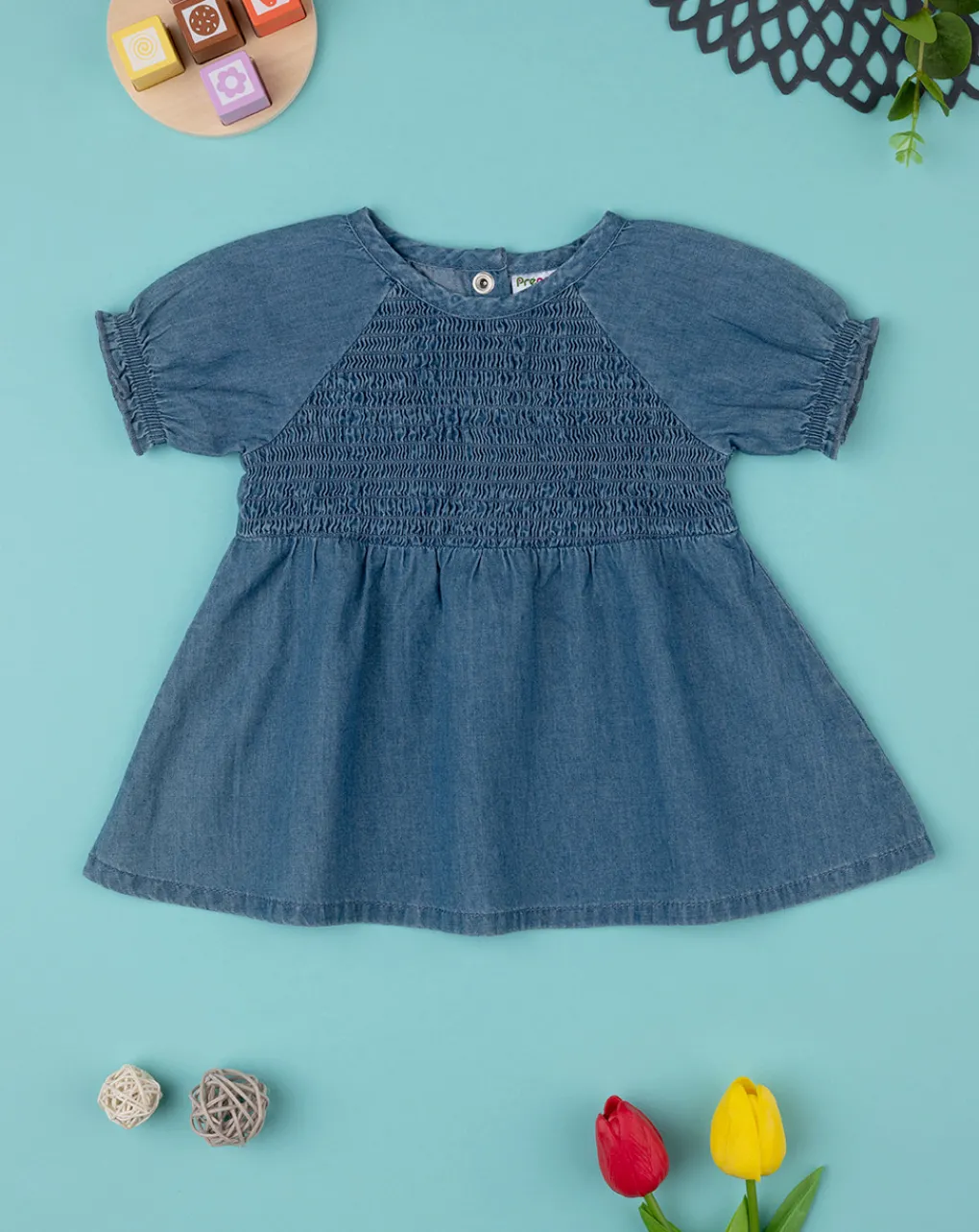 Prenatal Magliette Camicie E Body-Maglia Bambina Mezze Maniche Chambray