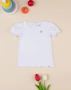 Prenatal Magliette Camicie E Body-Maglia Elegante Bambina Maniche Cortebianca