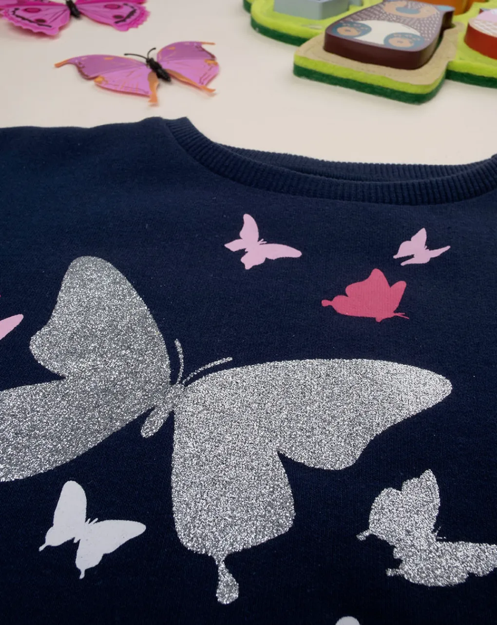 Prenatal Felpe E Maglioni-Maglia Felpa Bambina Blu "Farfalle”