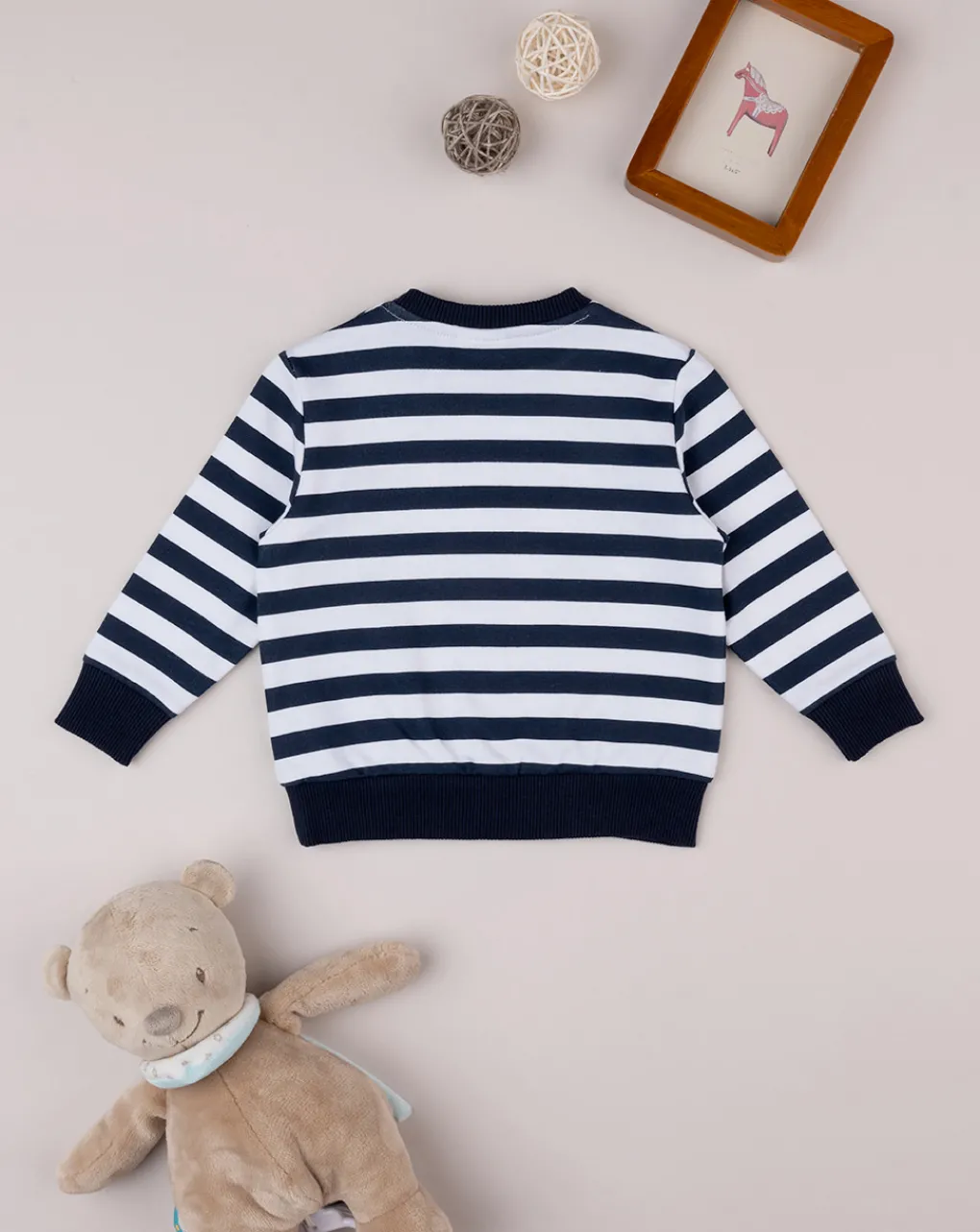Prenatal Maglioni E Cardigan-Maglia French Terry Bimbo Rigata Bianco/Blu
