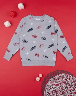 Prenatal Maglioni E Cardigan-Maglia In Felpa Garzata Bimbo Grigia "Auto”