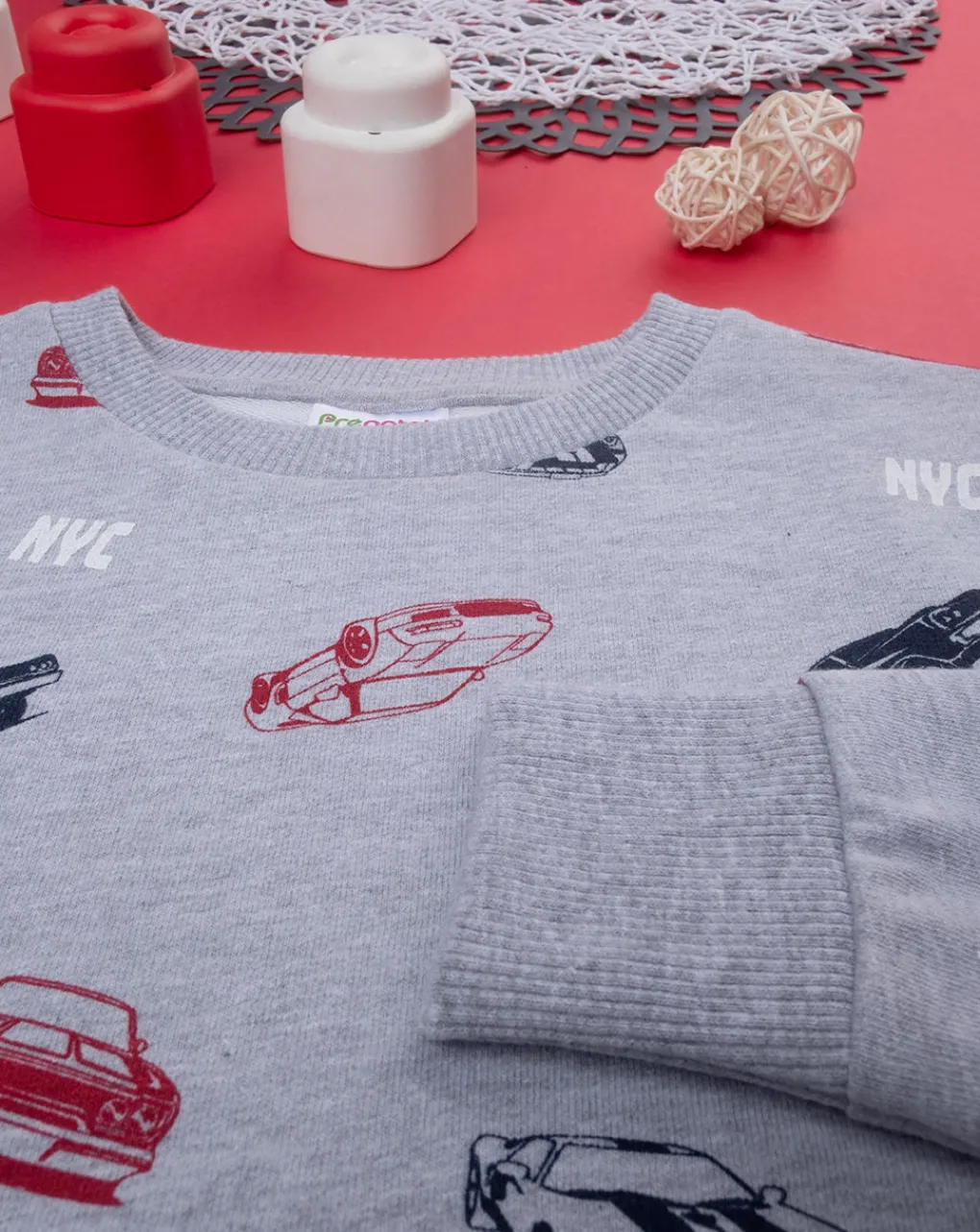 Prenatal Maglioni E Cardigan-Maglia In Felpa Garzata Bimbo Grigia "Auto”