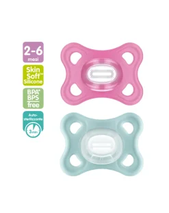 Mam Succhietti-2 Pz Succhietti Comfort 2-6M Silicone Rosa/Azzurro