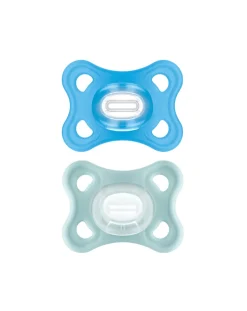 Mam Succhietti-2 Pz Succhietti Comfort 2-6M Silicone Azzurro/Verde