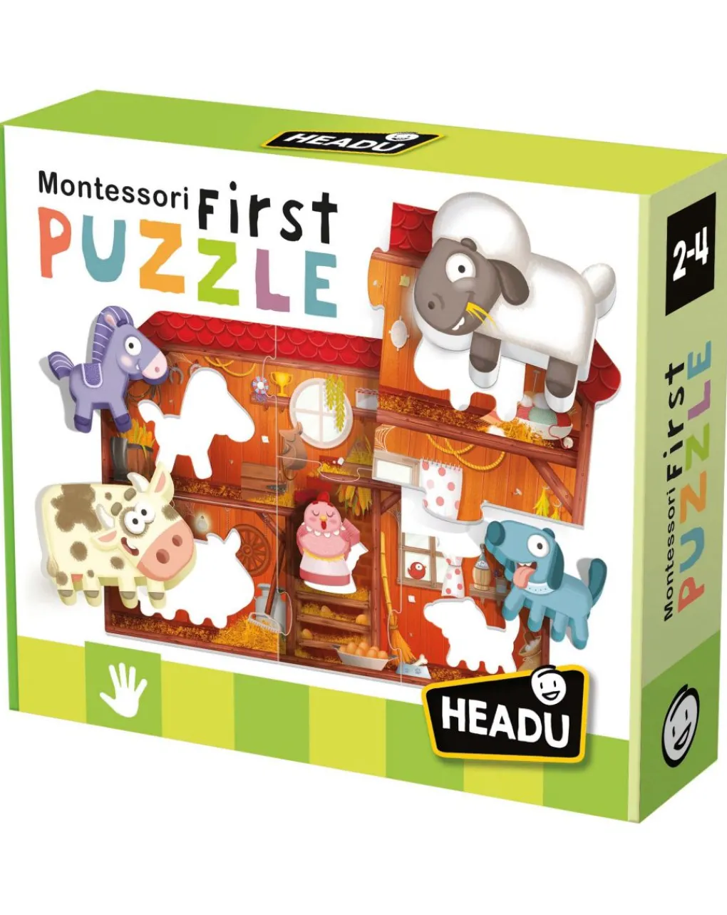 Headu Puzzle Per Bambini-Montessori First Puzzle The Farm. Un Gioco Per La Coordinazione Sensoriale 2/4 Anni -