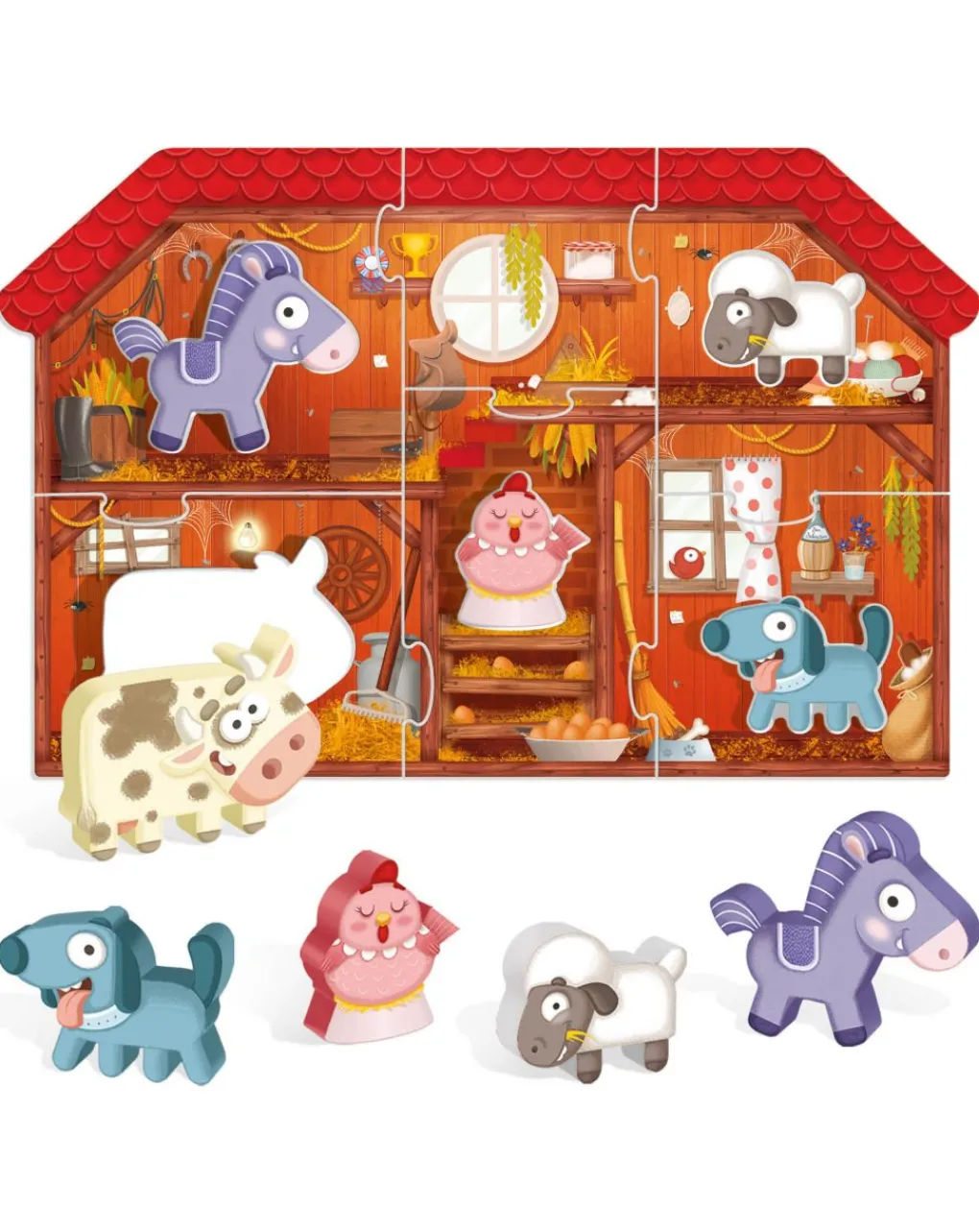 Headu Puzzle Per Bambini-Montessori First Puzzle The Farm. Un Gioco Per La Coordinazione Sensoriale 2/4 Anni -