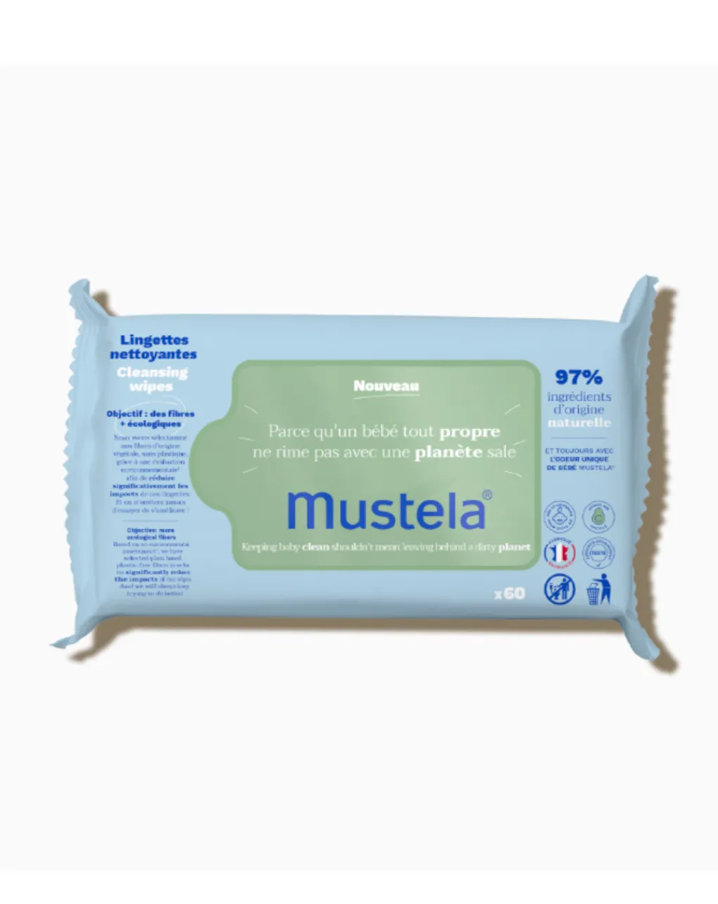 Mustela Salviettine E Traversine-Salviette Detergenti 60Pz