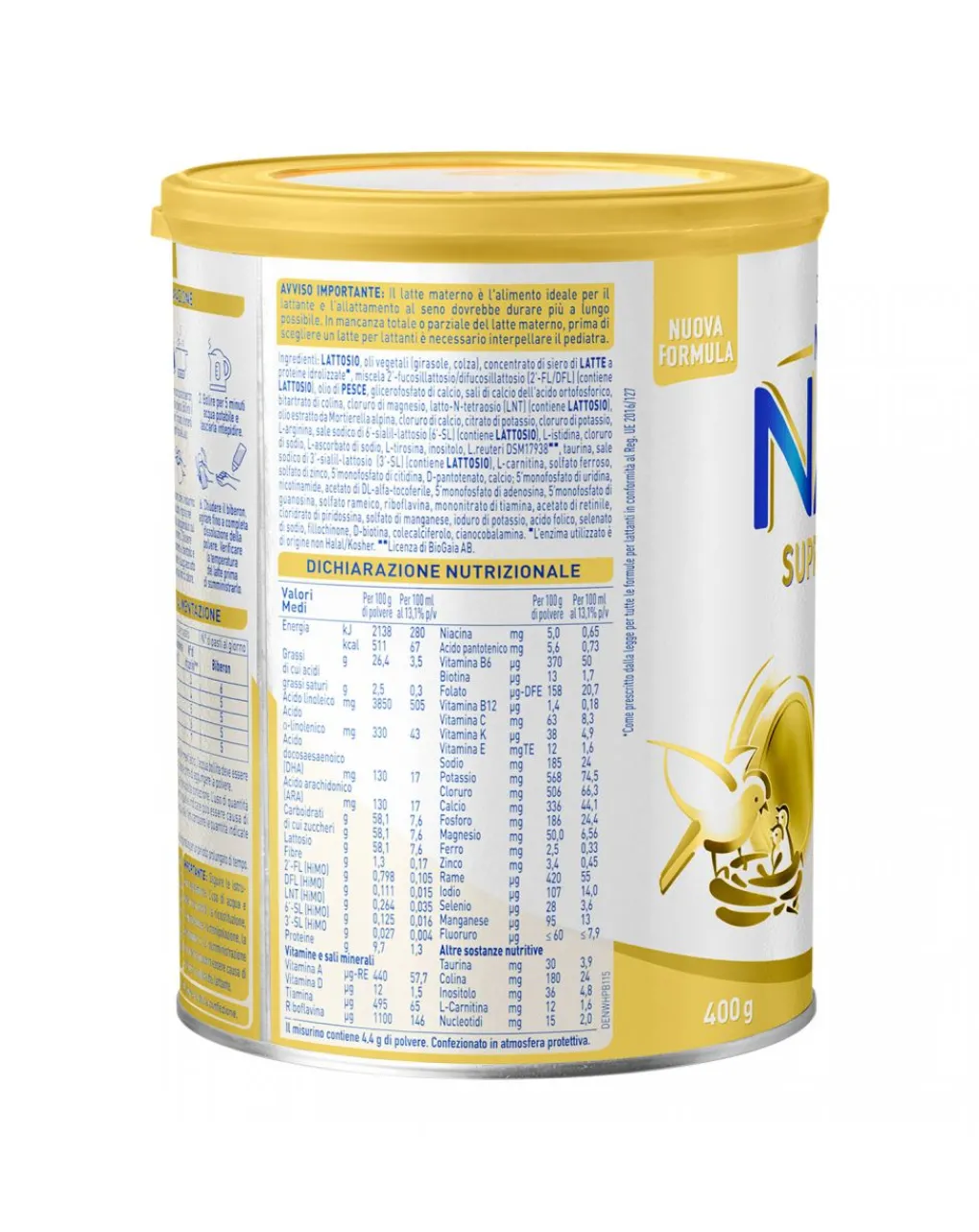 Nestle Latte Neonati 1-Nan Supreme Pro 1 - Dalla Nascita. Latte Per Lattanti In Polvere In Latta Da 400G