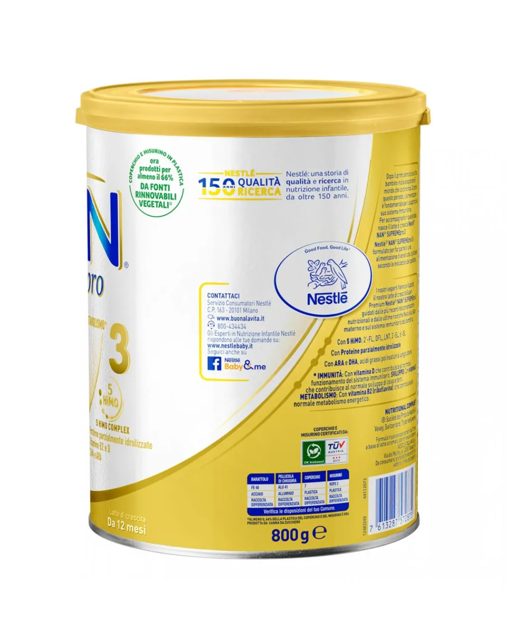 Nestle Latte Crescita 3 4 5-Nan Supremepro 3Da 12 Mesi. Latte Di Crescita In Polverelatta Da 800G