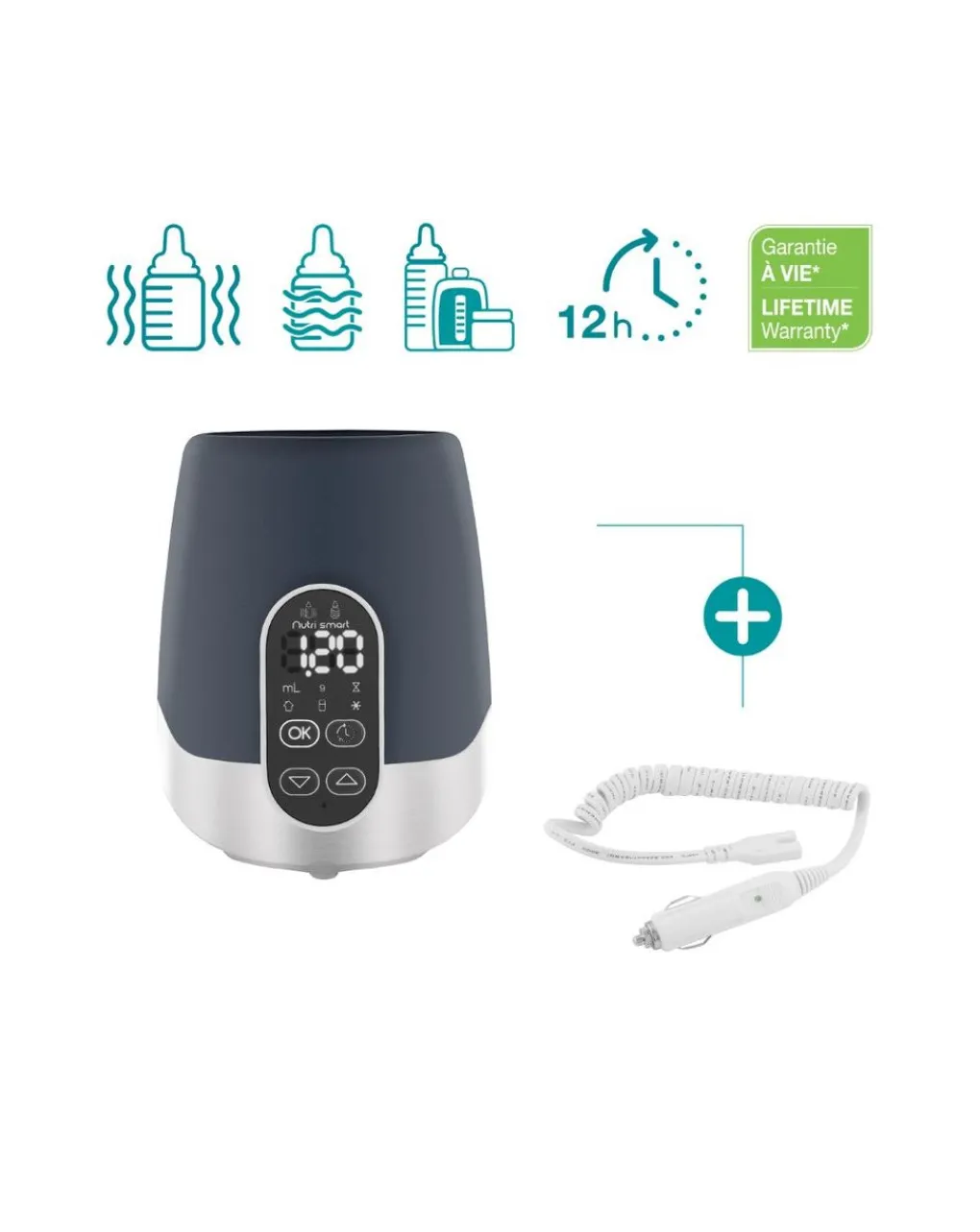 Babymoov Scaldabiberon-Nutrismart Scaldabiberon Digitale Casa Auto (Bagnomaria/Vapore)