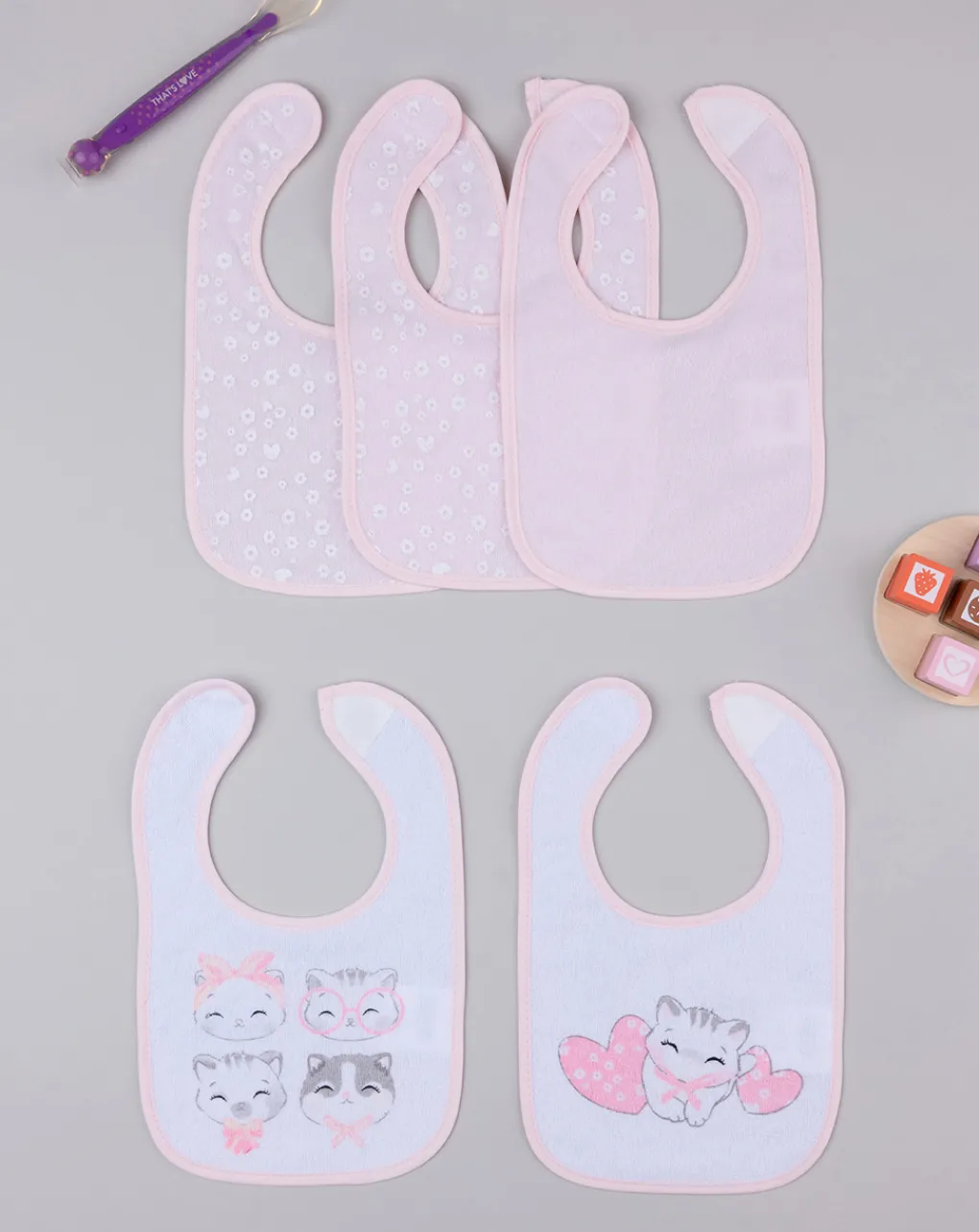 Prenatal Bavaglini-Pack 5 Bavaglioli In Spugna Plastificata