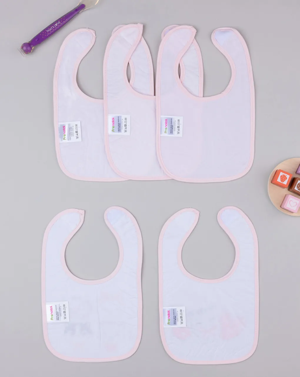 Prenatal Bavaglini-Pack 5 Bavaglioli In Spugna Plastificata