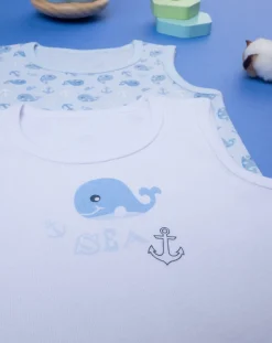 Prenatal Body Intimo E Calze-Pack 2 Body Bimbo Bianco/Azzurro