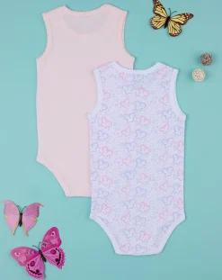 Prenatal Body Intimo E Calze-Pack 2 Body Costina Bimba "Farfalle”