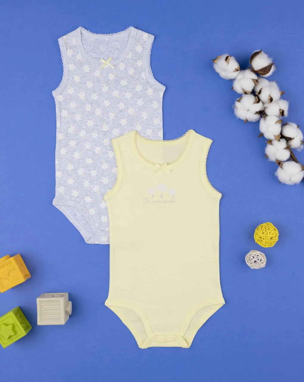 Prenatal Body Intimo E Calze-Pack 2 Body Costina Bimba Grigio/Giallo