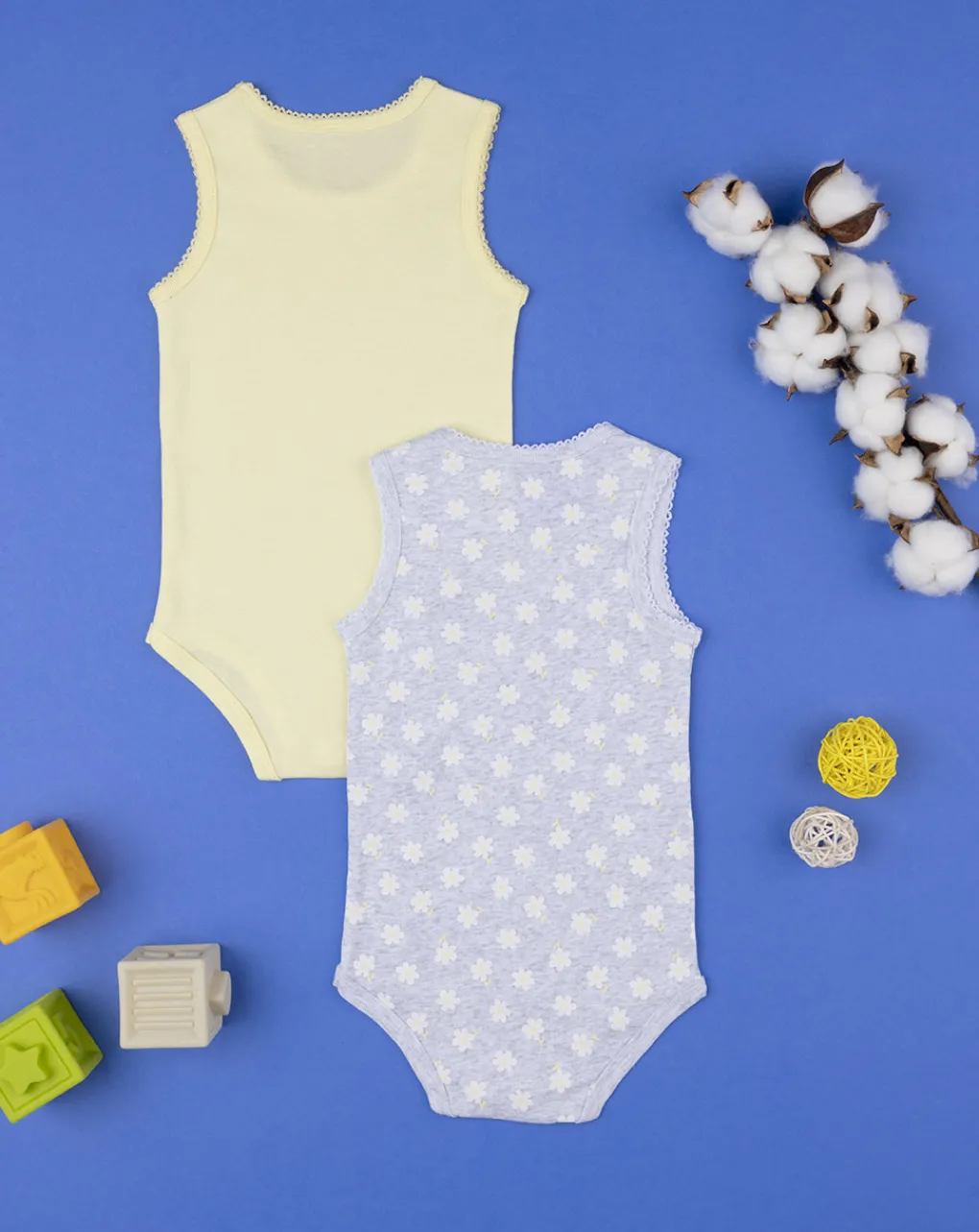 Prenatal Body Intimo E Calze-Pack 2 Body Costina Bimba Grigio/Giallo
