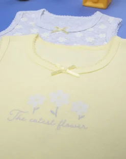 Prenatal Body Intimo E Calze-Pack 2 Body Costina Bimba Grigio/Giallo