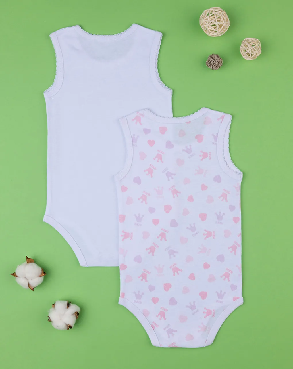 Prenatal Body Intimo E Calze-Pack 2 Body Costina Bimba Bianco/Rosa
