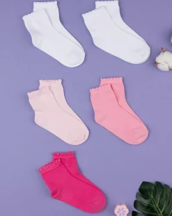 Prenatal Intimo E Calze-Pack 5 Calze Bambina Bianche E Rosa