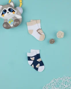 Prenatal Scarpine E Calze-Pack 2 Calze Bimbo Blu/Beige