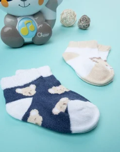 Prenatal Scarpine E Calze-Pack 2 Calze Bimbo Blu/Beige