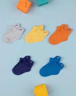 Prenatal Body Intimo E Calze-Pack 5 Calze Bimbo Tinta Unita Con Ricamo