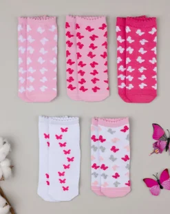 Prenatal Intimo E Calze-Pack 5 Calze Corte Bambina "Farfalle”