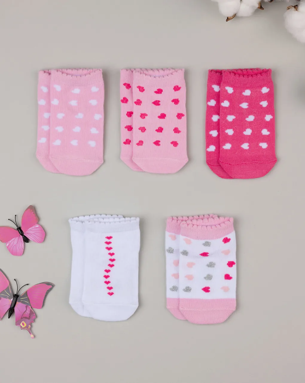 Prenatal Body Intimo E Calze-Pack 5 Calze Corte Bimba Cuori E Righe